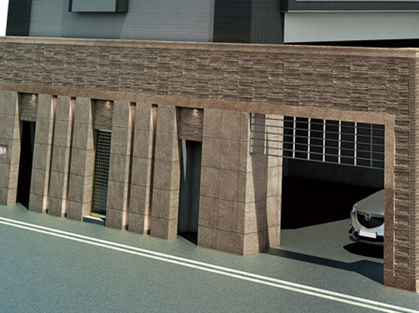 Shared facilities.  [Shutter gate] The entrance to the parking lot is shutter gate to prevent the intrusion of outsiders. Opening and closing can be operated by remote control from the car. (Shutter gate Rendering)