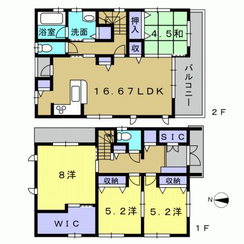 Floor plan. 29,800,000 yen, 4LDK, Land area 121.24 sq m , Building area 108.89 sq m 4LDK