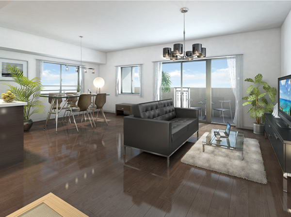 Living.  [Precisely because they space the family gather, Produce a color and pomp] Abode want to be a space that can rest your mind and relax away from the hustle and bustle. In such a thought, I was planning a room full of living space. Living dining airy house of the main stage. Also moments of reunion of family, Also free to relax time, Even when colorful of sometimes invited guest, Us wrap the relaxed. (Living-dining Rendering) ※ Model Room B type menu Plan 2 ※ Menu plan Free, Application deadline is different for essential inquiry by the floor