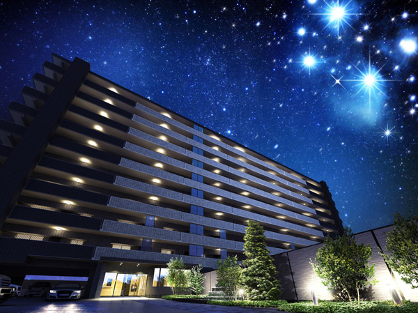 Buildings and facilities. 10-storey ・ All 63 House. shopping ・ In addition to the traffic access, New of the "alpha Mansion" series was born in good location to various lifestyle convenience facilities are aligned within walking distance. Floor plans are available a wide variety of 10 plans to choose from to suit your lifestyle. (Exterior view)