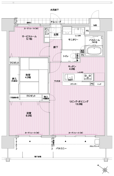 Floor: 2LDK + S, the occupied area: 72.15 sq m, Price: 24,457,400 yen