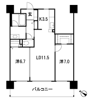 Floor: 2LDK, occupied area: 65.02 sq m, Price: 21,898,000 yen