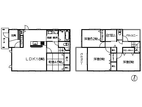Floor plan. 23.8 million yen, 4LDK, Land area 285.93 sq m , Building area 108.88 sq m