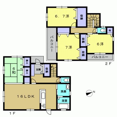 Floor plan. 37.5 million yen, 4LDK, Land area 165.64 sq m , Building area 108.1 sq m 4LDK