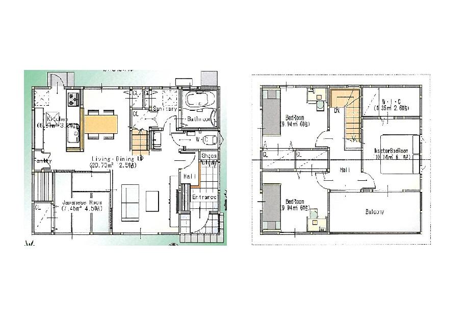 Floor plan. 31 million yen, 4LDK, Land area 180.94 sq m , Building area 99.36 sq m floor plan is 4LDK. It is the strong point spacious balcony with plenty of storage!
