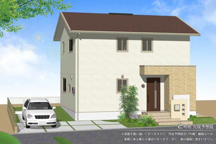 Rendering (appearance).  [No. 2 place]  [Rendering]  ※ Rendering and the outer structure because it drew on the basis of the drawings ・ For planting, There is the actual and somewhat different. Also, The car is not included in the price.