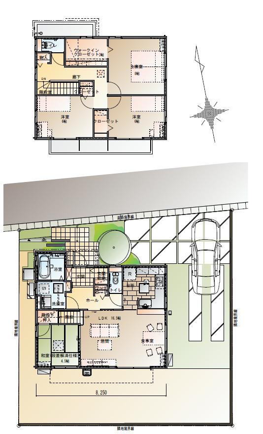 Floor plan.  [No. 2 place] So we have drawn on the basis of the Plan view] drawings, Plan and the outer structure ・ Planting, such as might actually differ slightly from.  Also, furniture ・ Car, etc. are not included in the price.