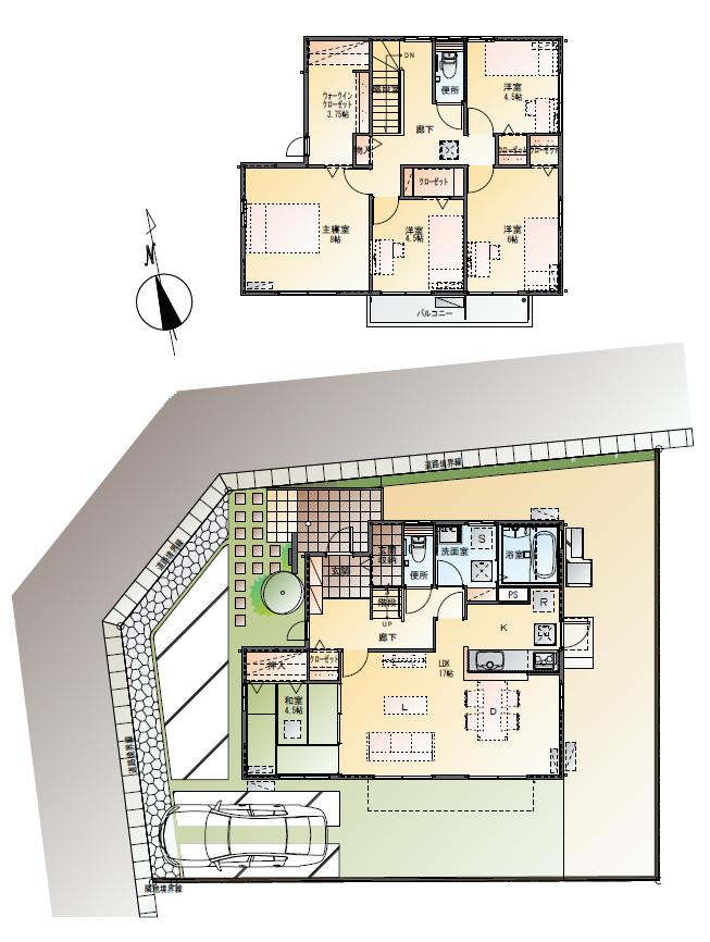 Floor plan.  [No. 3 place] So we have drawn on the basis of the Plan view] drawings, Plan and the outer structure ・ Planting, such as might actually differ slightly from.  Also, furniture ・ Car, etc. are not included in the price.