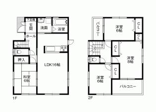 Floor plan. 20.8 million yen, 4LDK, Land area 154.92 sq m , Building area 98.41 sq m