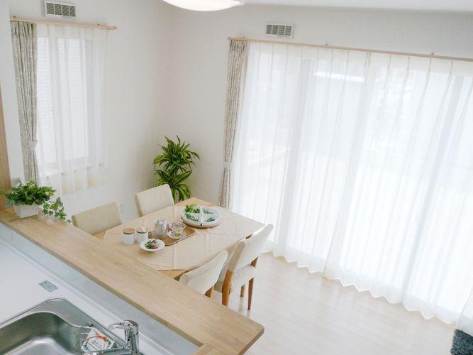 Kitchen. Facing south of the bright kitchen.