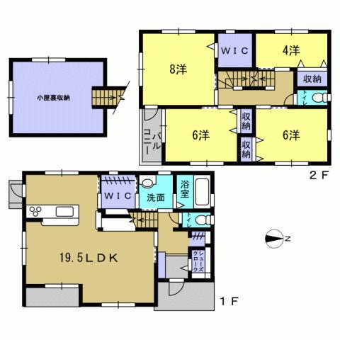 Floor plan. 24,800,000 yen, 4LDK, Land area 152.01 sq m , Building area 106.89 sq m 4LDK