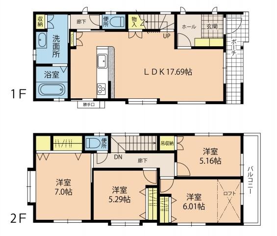 Floor plan. 26,800,000 yen, 4LDK, Land area 106 sq m , Building area 101 sq m