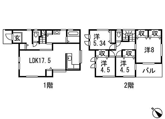 Floor plan. 31,900,000 yen, 4LDK, Land area 119.84 sq m , Building area 104.33 sq m 4LDK