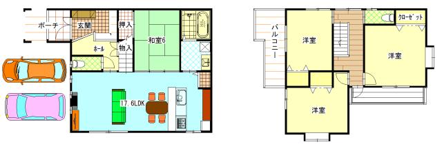 Floor plan. 26,800,000 yen, 4LDK, Land area 130.34 sq m , Building area 106.82 sq m
