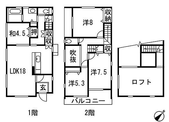 Floor plan. 29,900,000 yen, 4LDK, Land area 129.41 sq m , Building area 107.64 sq m 4LDK