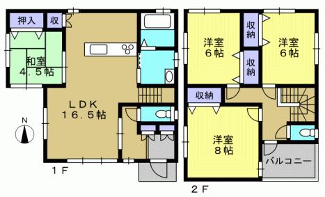 Floor plan. 27.3 million yen, 4LDK, Land area 109.2 sq m , Building area 100.19 sq m 4LDK