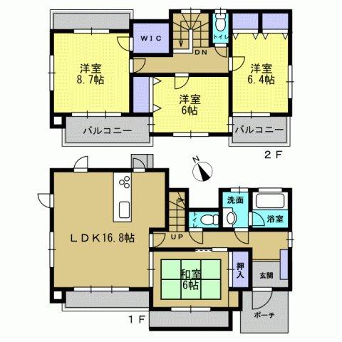 Floor plan. 24,900,000 yen, 4LDK, Land area 166.74 sq m , Building area 109.07 sq m 4LDK