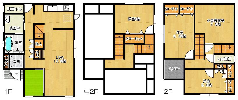 Floor plan. 24,800,000 yen, 3LDK + S (storeroom), Land area 101.71 sq m , Building area 94.39 sq m drawing current state priority