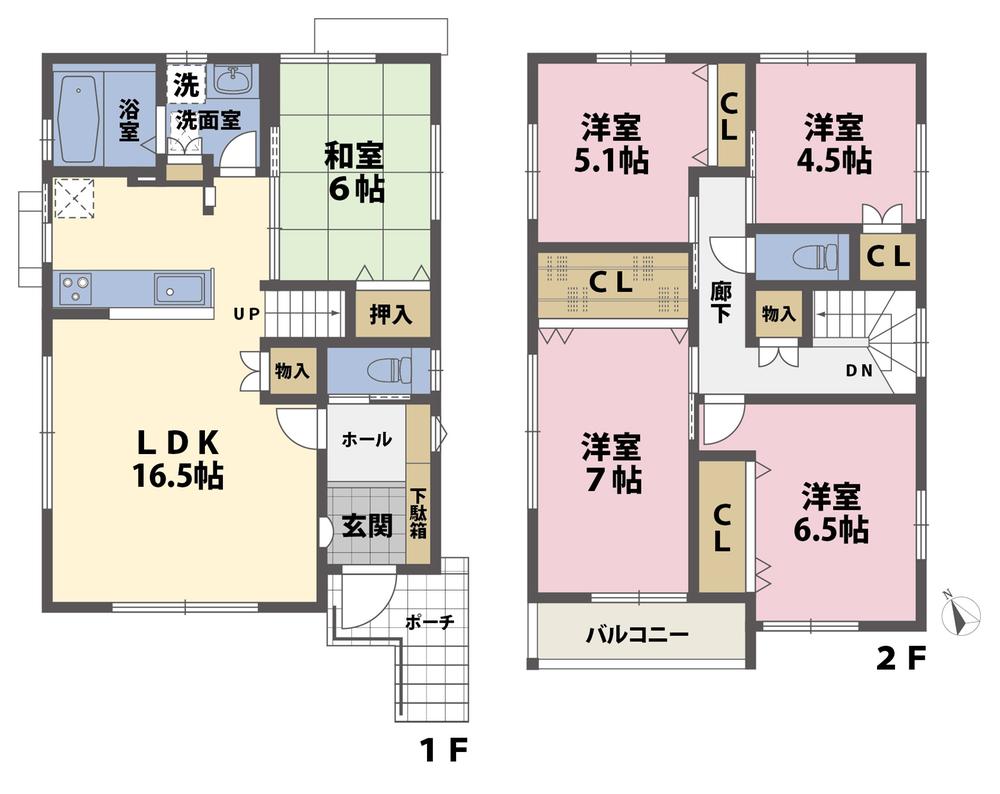 Floor plan. (No.2), Price 24,980,000 yen, 5LDK, Land area 114.45 sq m , Building area 106.76 sq m