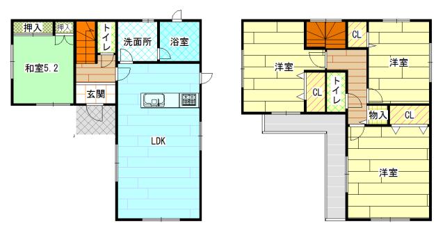 Floor plan. 21,800,000 yen, 4LDK, Land area 169.57 sq m , Building area 97.6 sq m