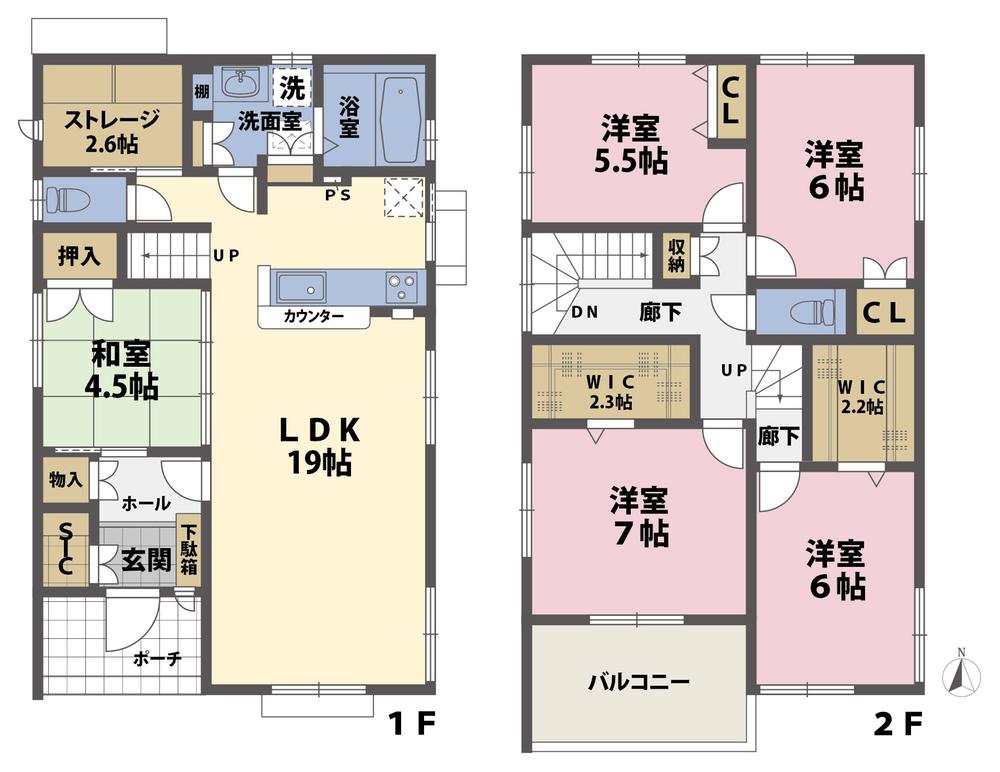 Floor plan. (No.32B-4), Price 24,980,000 yen, 5LDK+S, Land area 168.74 sq m , Building area 119.11 sq m
