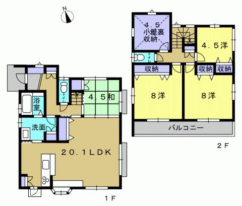 Floor plan. 24,100,000 yen, 4LDK, Land area 225.9 sq m , Building area 105.98 sq m 4LDK