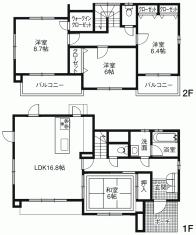 Floor plan. 24.4 million yen, 4LDK, Land area 166.74 sq m , Building area 109.07 sq m
