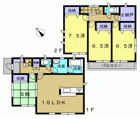 Floor plan. 25,800,000 yen, 4LDK + S (storeroom), Land area 122.03 sq m , Building area 96.79 sq m 4LDK