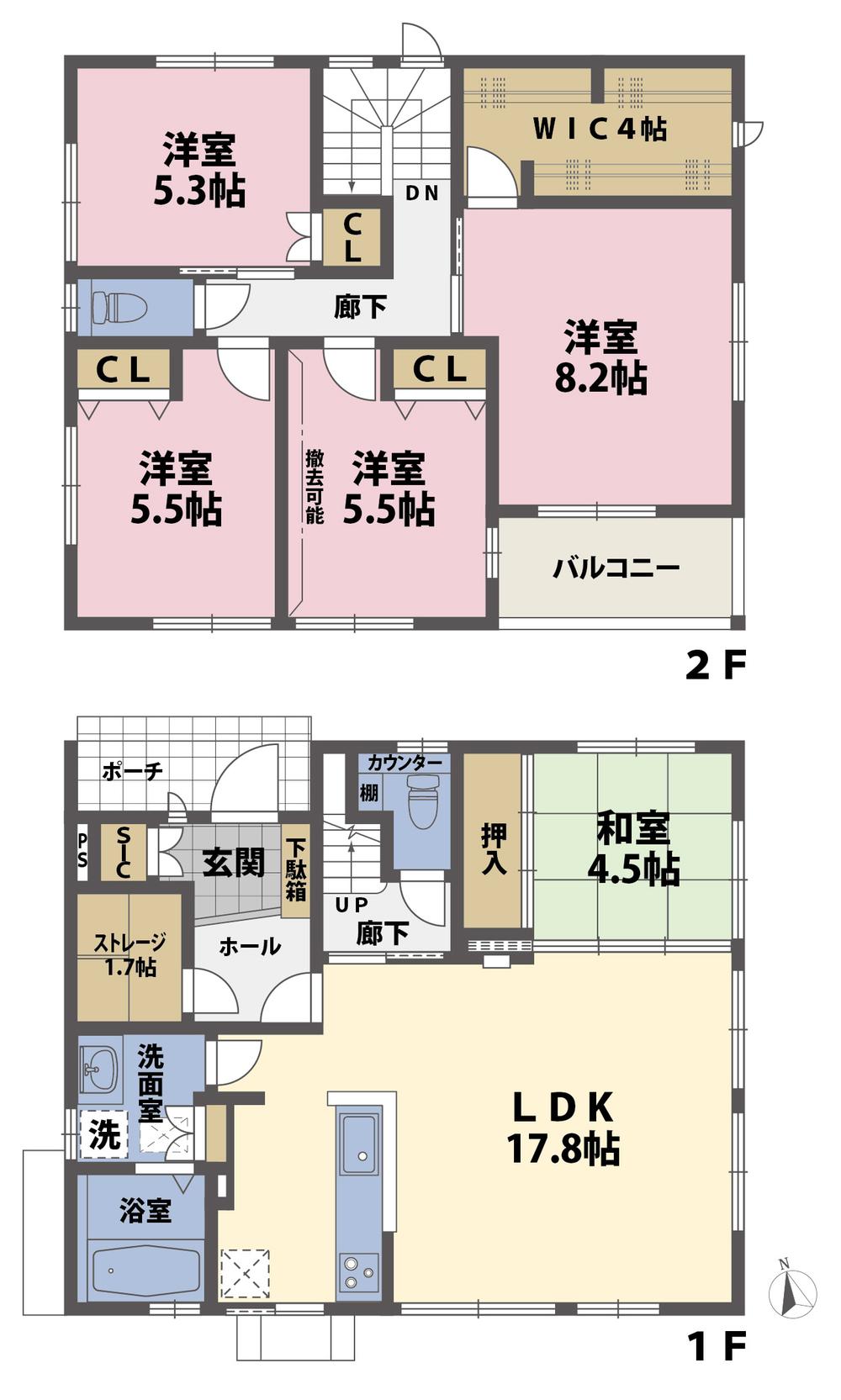 Floor plan. (No.1), Price 25,980,000 yen, 5LDK, Land area 132.29 sq m , Building area 115.71 sq m