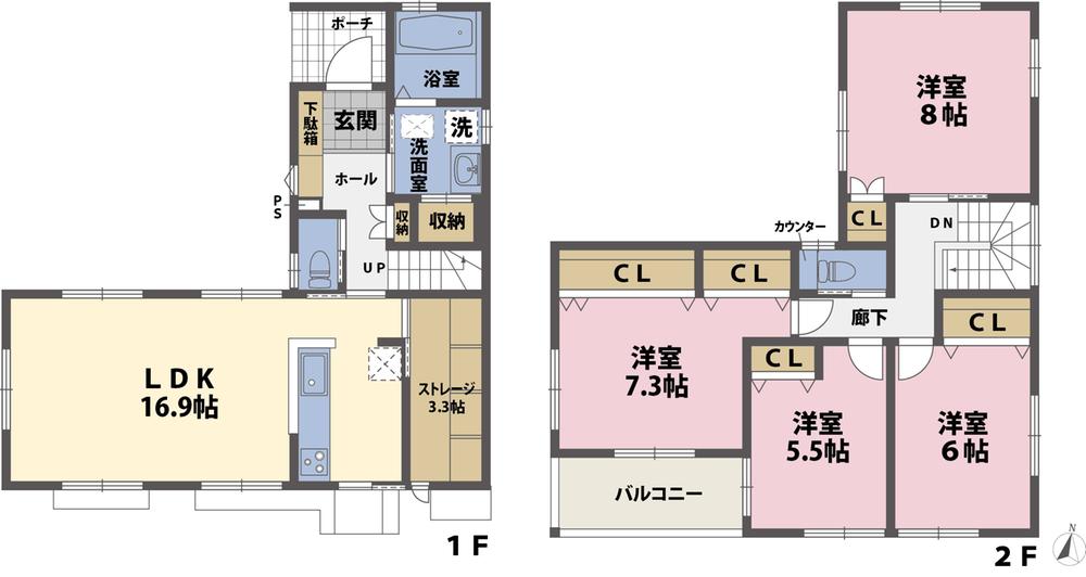 Floor plan. (No.3), Price 22,980,000 yen, 4LDK, Land area 143.94 sq m , Building area 109.13 sq m