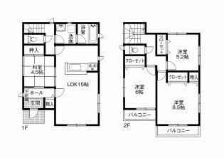 Floor plan. 18,800,000 yen, 4LDK, Land area 203.87 sq m , Building area 95.58 sq m