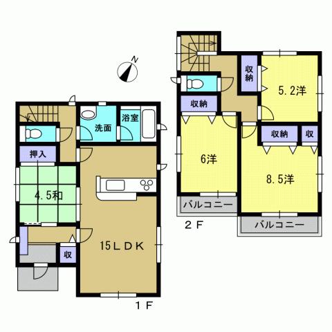Floor plan. 17.8 million yen, 4LDK, Land area 203.87 sq m , Building area 95.58 sq m 4LDK