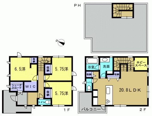 Floor plan. 31,800,000 yen, 3LDK, Land area 171.96 sq m , Building area 105.98 sq m 3LDK