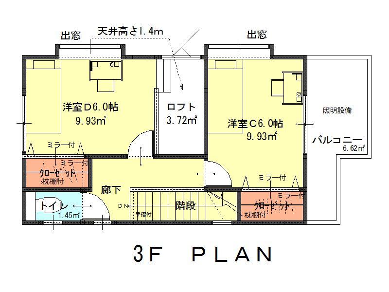 Floor plan. 28,900,000 yen, 4LDK, Land area 105.68 sq m , Building area 105.15 sq m 3F