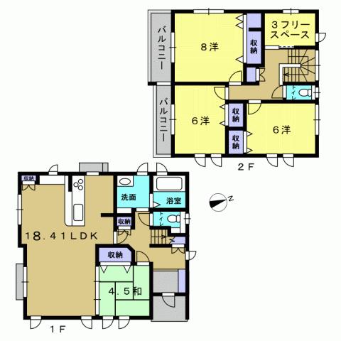 Floor plan. 28.5 million yen, 4LDK, Land area 87.86 sq m , Building area 109.08 sq m 4LDK
