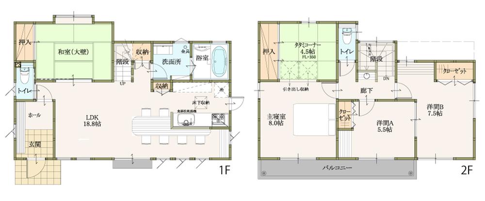 Floor plan. (2-1-8 Building), Price 25.6 million yen, 4LDK, Land area 201.31 sq m , Building area 114.27 sq m