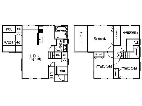 Floor plan. 35 million yen, 4LDK, Land area 119.34 sq m , Building area 99.36 sq m   ※ Floor plan current state priority