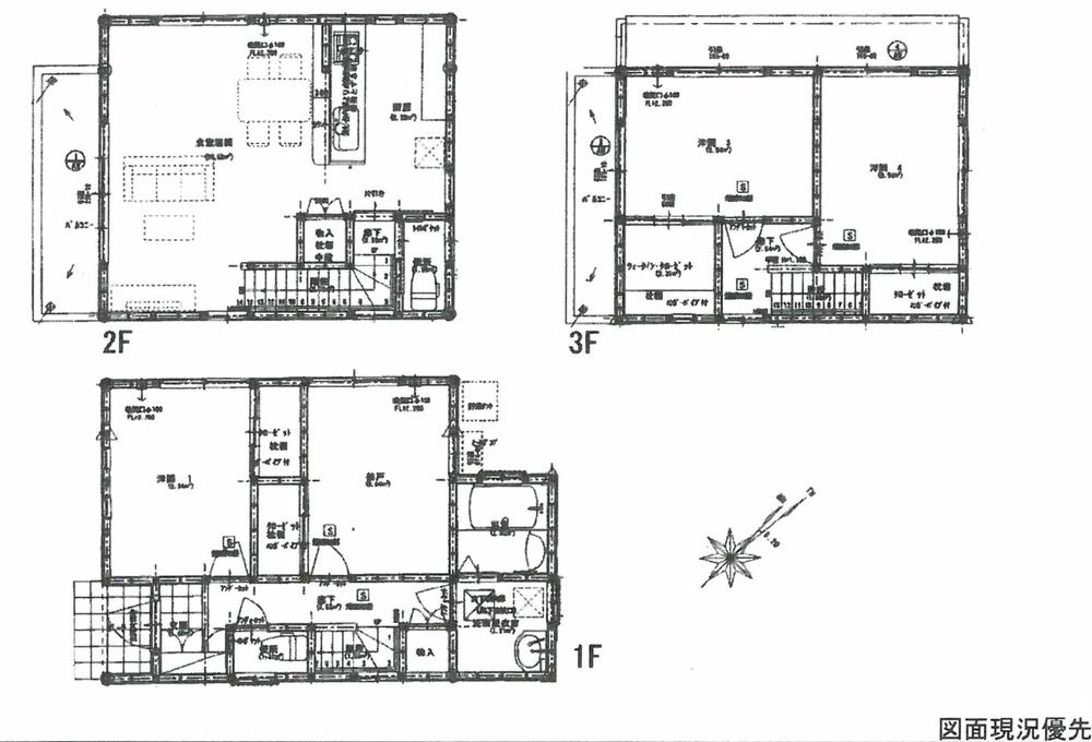 Floor plan. 27.5 million yen, 3LDK + S (storeroom), Land area 101.12 sq m , Building area 103.5 sq m 1F Western-style 6 Pledge Closet 6 Pledge bathroom bathroom toilet 2F LDK17.4 Pledge toilet 3F Western-style 6 Pledge Western-style 6 Pledge WIC2 Pledge