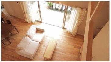 Living. Living room looking down from the atrium 12th model house