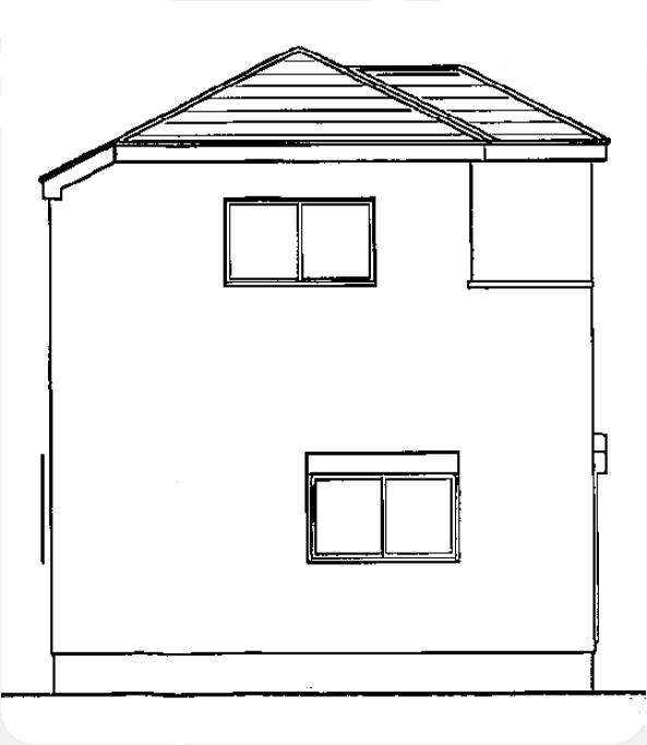 Rendering (appearance). West side elevational view