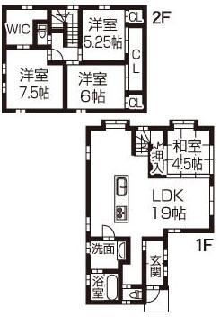 Floor plan. 28,900,000 yen, 4LDK, Land area 146.67 sq m , Building area 105.33 sq m Spacious LDK19 Pledge