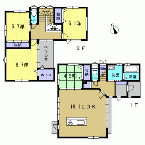 Floor plan. 33,900,000 yen, 4LDK, Land area 121.63 sq m , Building area 105.82 sq m 4LDK