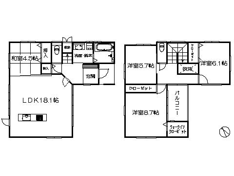 Floor plan. 33,900,000 yen, 4LDK, Land area 121.63 sq m , Building area 105.82 sq m ※ Floor Plan current state priority