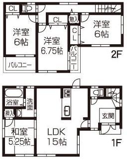 Floor plan. 23.8 million yen, 4LDK, Land area 100.45 sq m , Building area 93.14 sq m