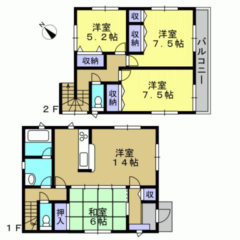 Floor plan. 29,800,000 yen, 4LDK, Land area 156.35 sq m , Building area 97.2 sq m 4LDK