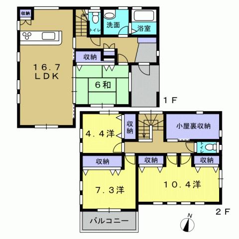 Floor plan. 25,800,000 yen, 4LDK, Land area 144.49 sq m , Building area 115.02 sq m 4LDK