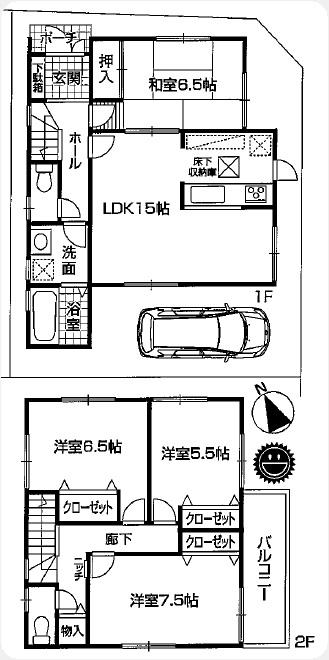 Floor plan. (1), Price 32,800,000 yen, 4LDK, Land area 91.17 sq m , Building area 97.2 sq m
