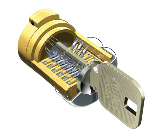 Security.  [Dimple cylinder lock] The front door of the dwelling unit, It has adopted a strong dimple cylinder lock to picking crime. Due to the use of multiple high-hardness components in the cylinder, In addition there is a high resistance to the invasion by drill, Since the dimple position of the key is required complex and high processing accuracy, You can not replicate in non-manufacturer, Keeping the high security performance. In addition double lock, It has extended further safety. (Conceptual diagram)