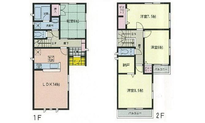 Floor plan. 21,800,000 yen, 4LDK + S (storeroom), Land area 113.59 sq m , Building area 98.01 sq m Completion is settled.