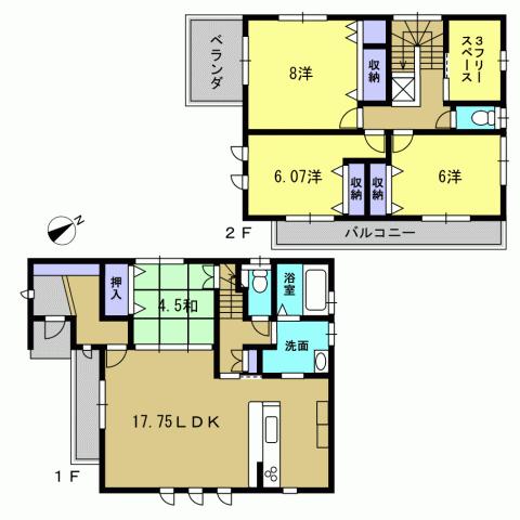 Floor plan. 32,900,000 yen, 4LDK, Land area 109.03 sq m , Building area 110.13 sq m 4LDK + S